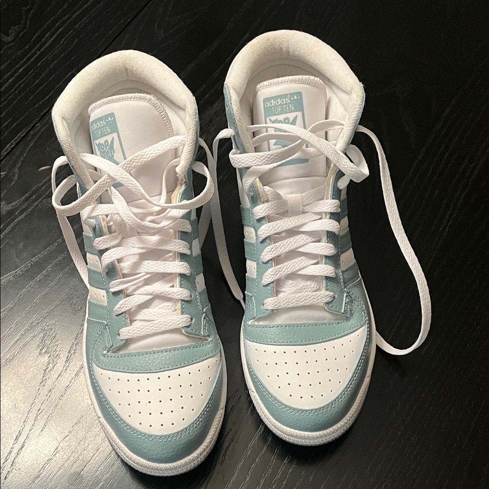 Adidas Women's Aqua and White Sneakers